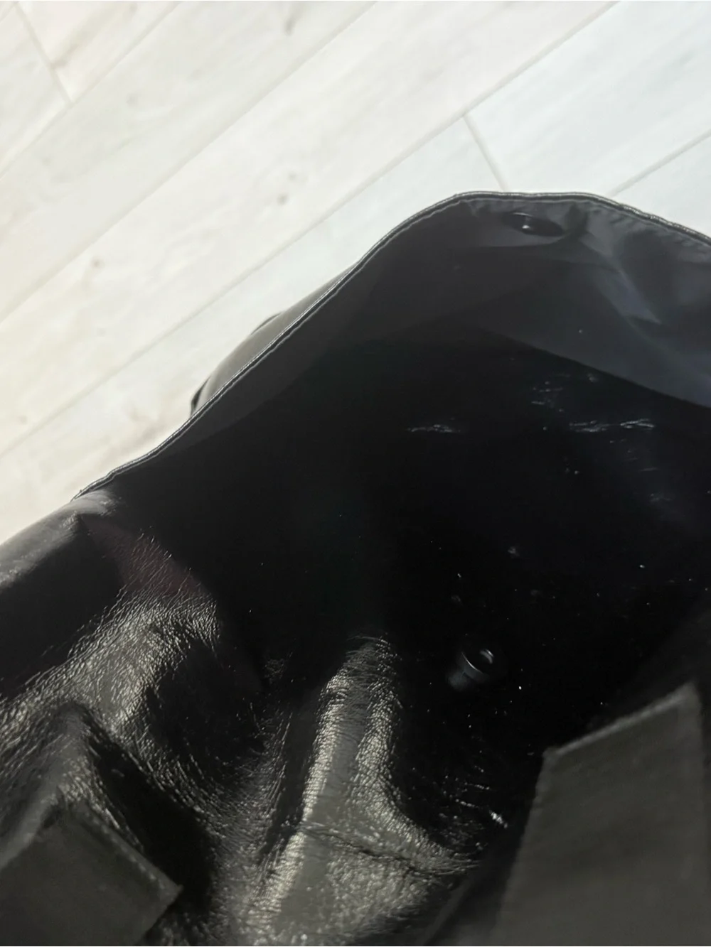 Sleek Shiny Black Leather Backpack